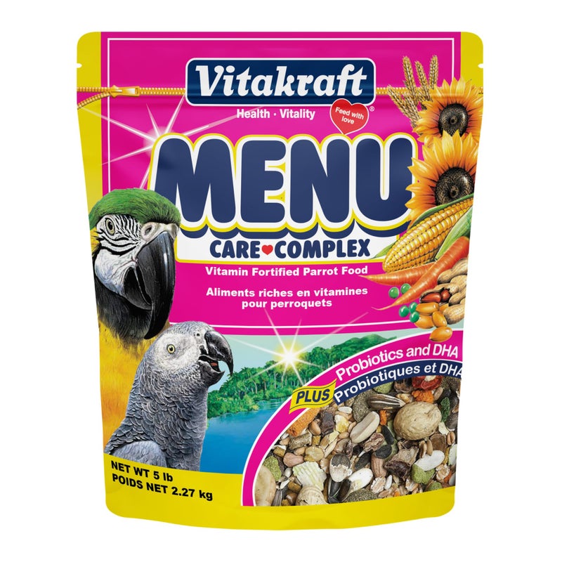 Vitakraft طعام الببغاء فيتاكرافت مينو بريميوم - مدعم بالفيتامينات - طعام المكاو، الأمازون، الكونور، والببغاء للطيور الكبيرة 5 باوند (عبوة من 1) - Image 1